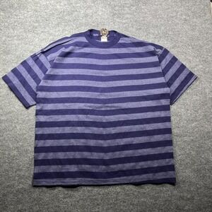 Intex Heavy Weight T-Shirt Men's 3XL Purple Gray Striped Crewneck Casual Tee